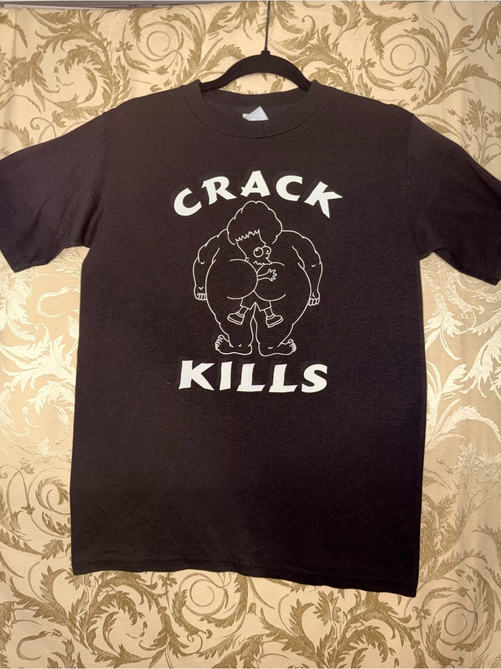 Crack Kills Simpson Graphic Short Sleeve T-Shirt - Black